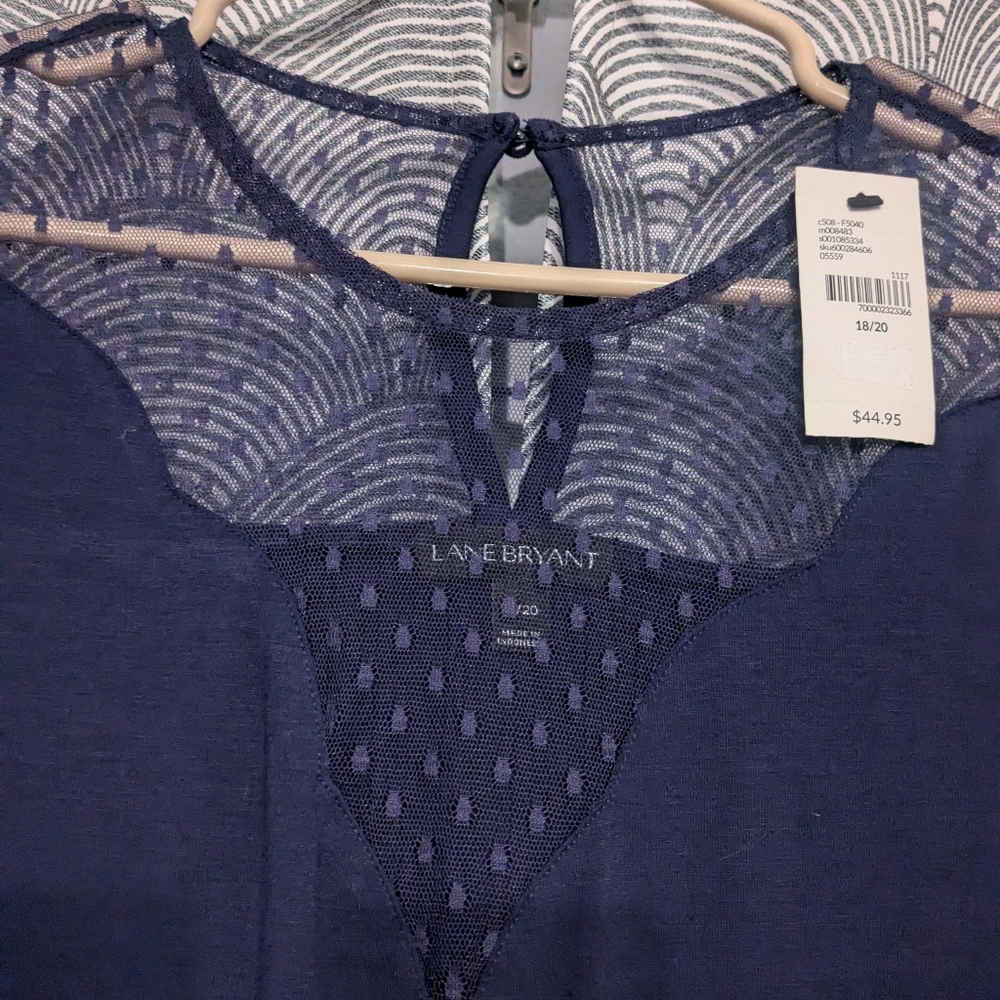 Lane Bryant NWT Dark Purple Mesh Top - Picture 2 of 5